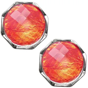 Orange Iridescent Faux Gemstone Post Earrings