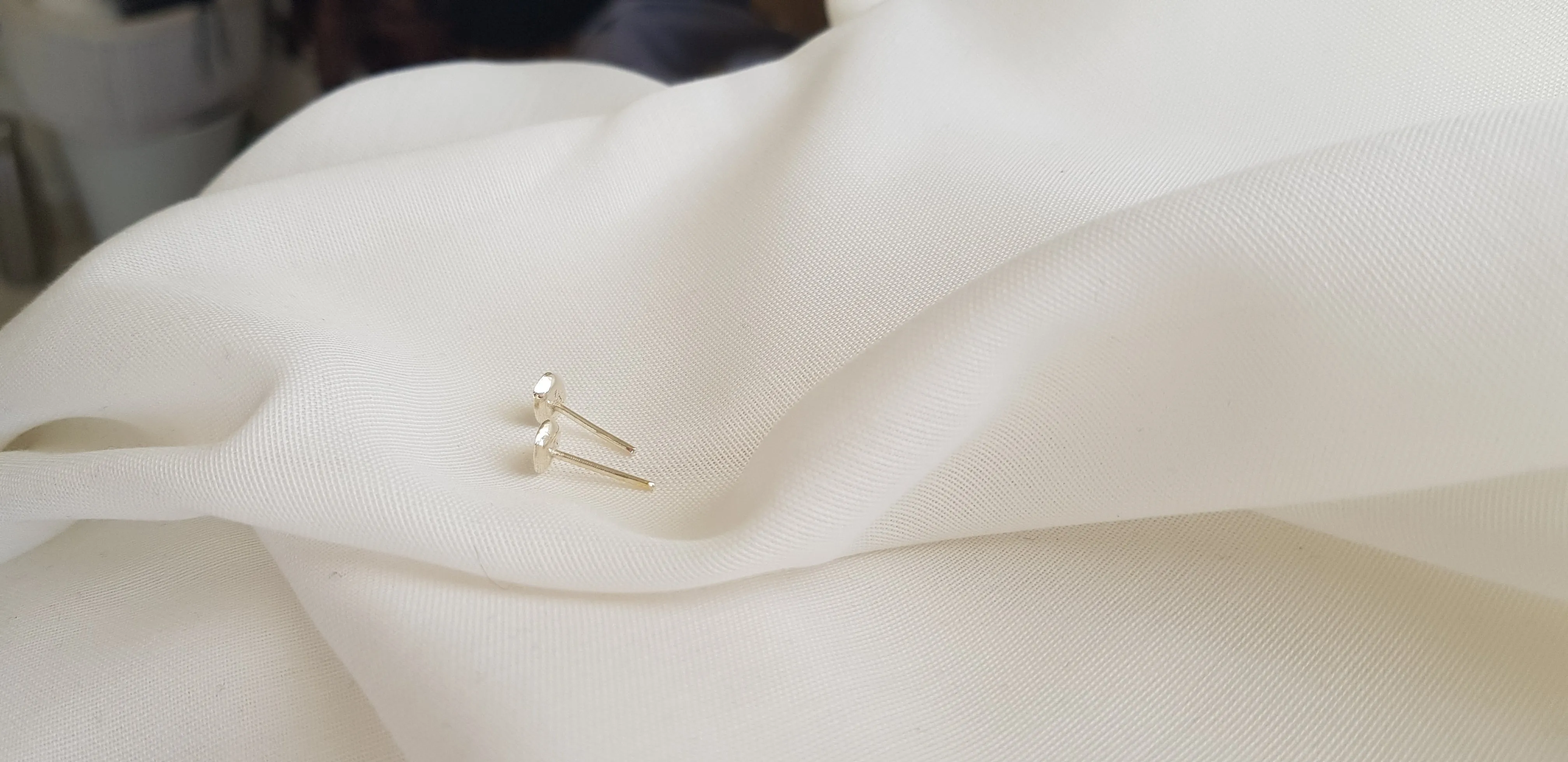 Organic  Stud Earrings | Silver Small Earrings