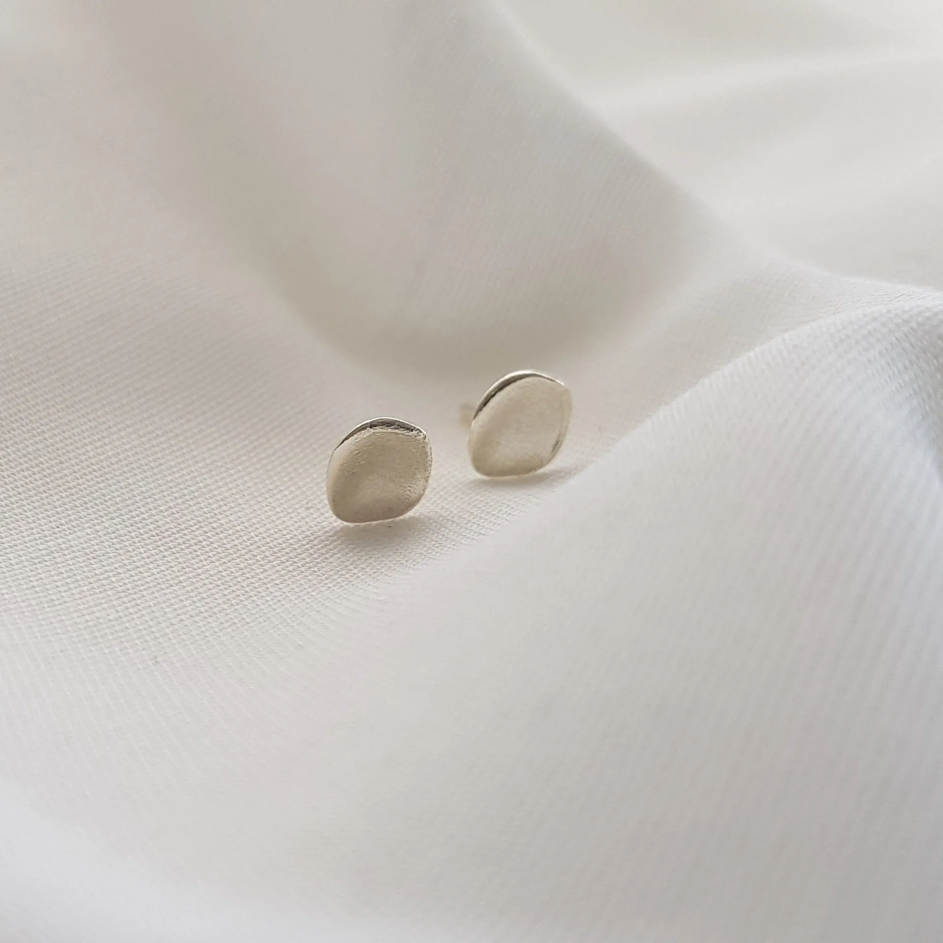 Organic  Stud Earrings | Silver Small Earrings