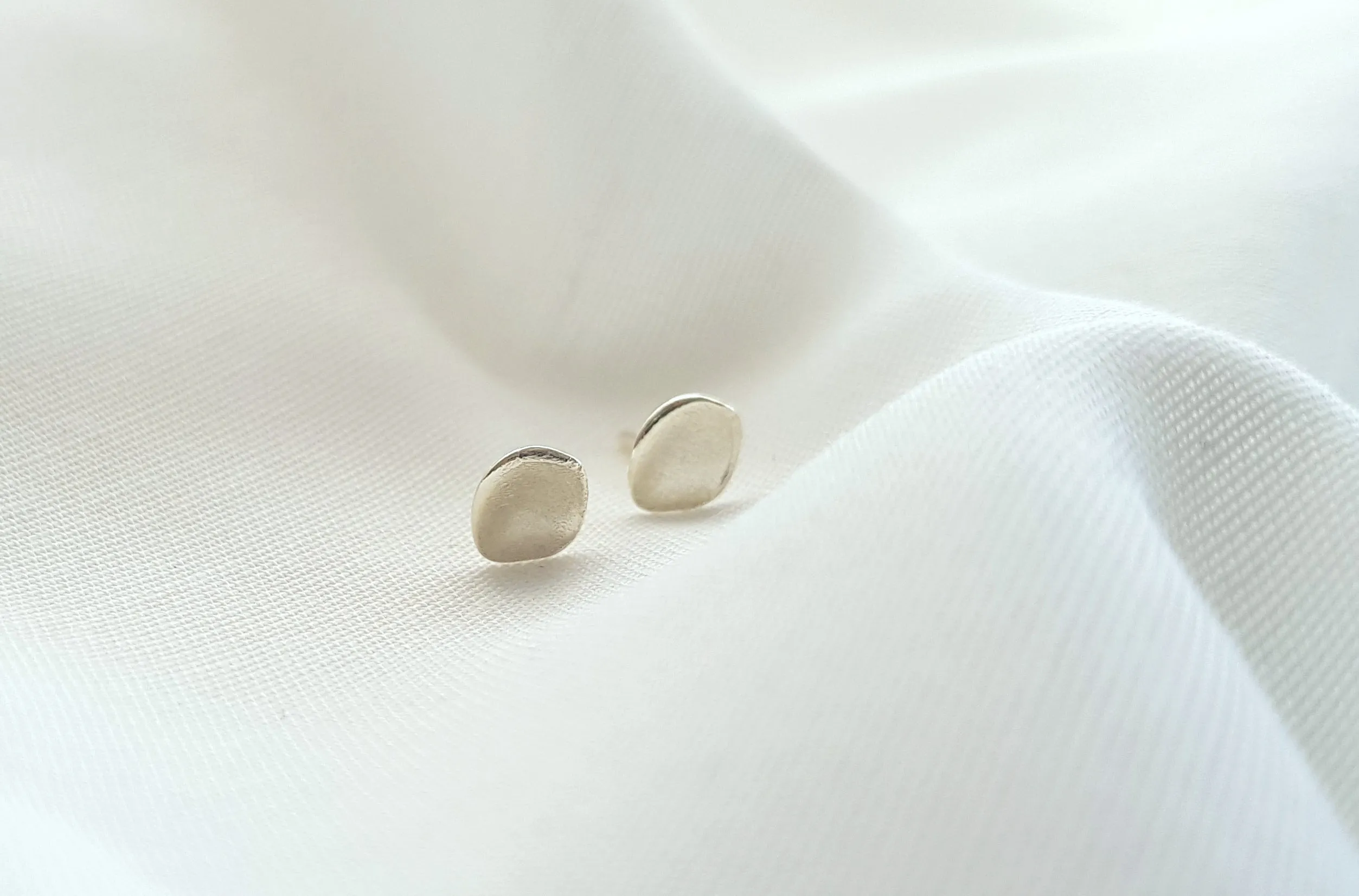 Organic  Stud Earrings | Silver Small Earrings