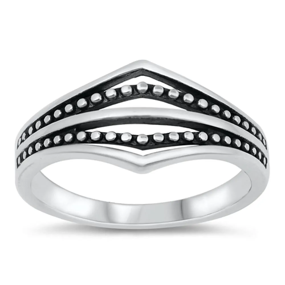 Ornate Boho Bali Chevron Ring .925 Sterling Silver Band Sizes 5-10