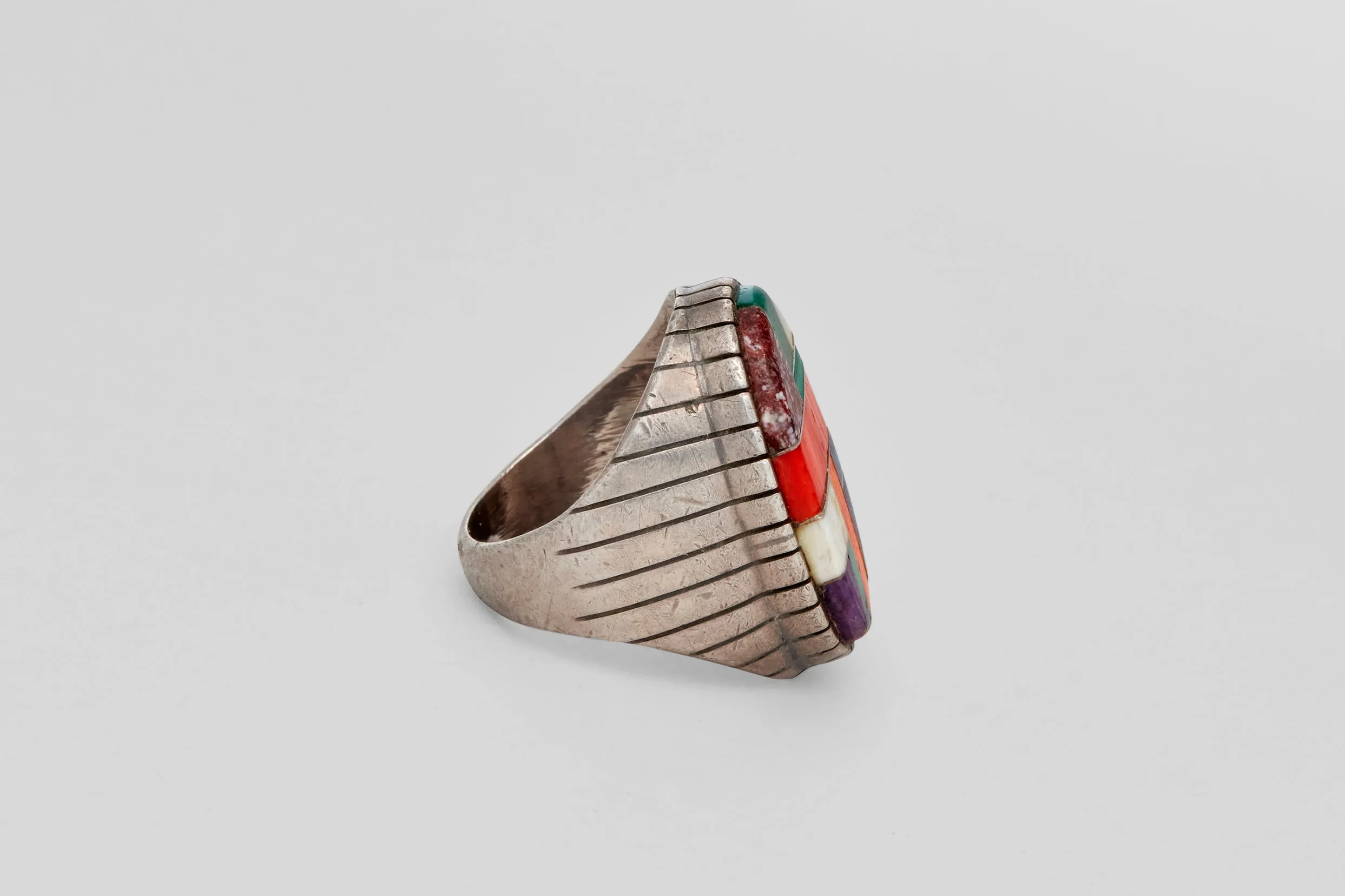 Oval Navajo Multi Stone Inlay Ring
