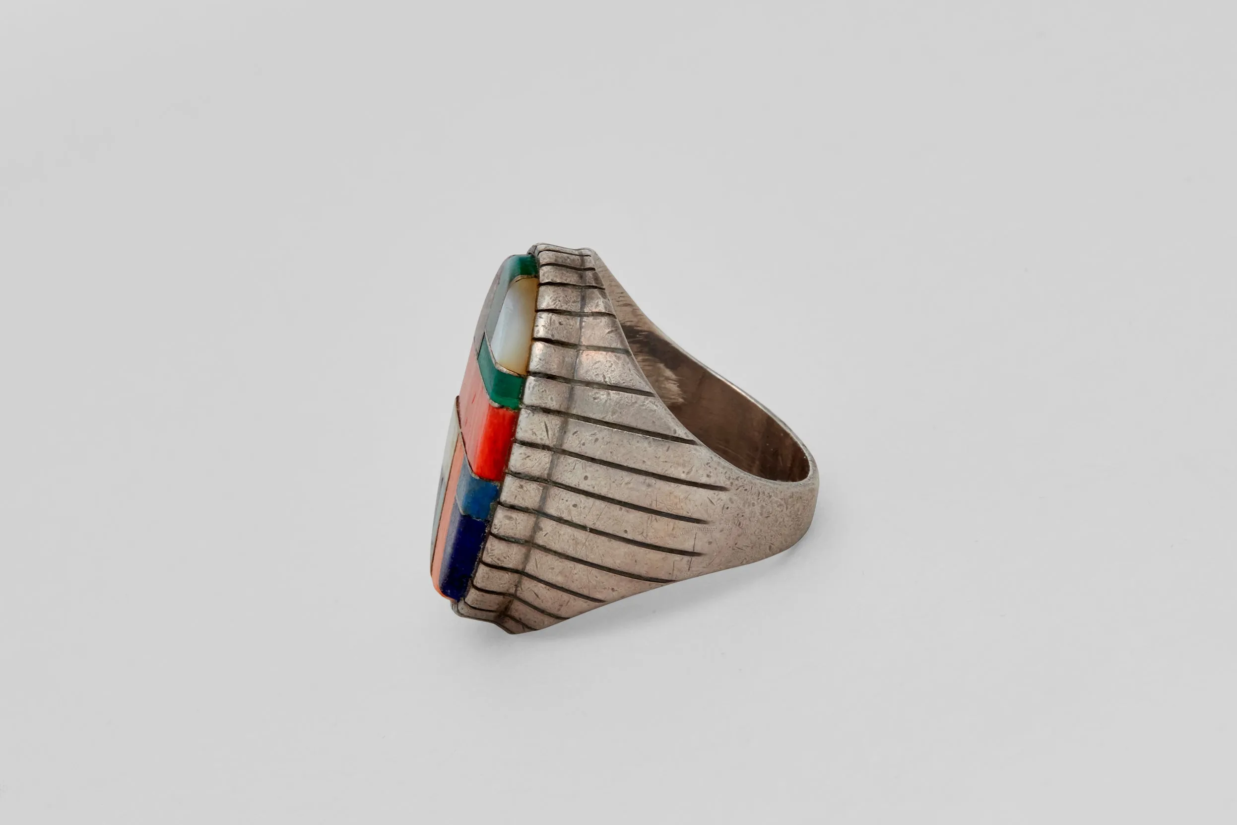 Oval Navajo Multi Stone Inlay Ring
