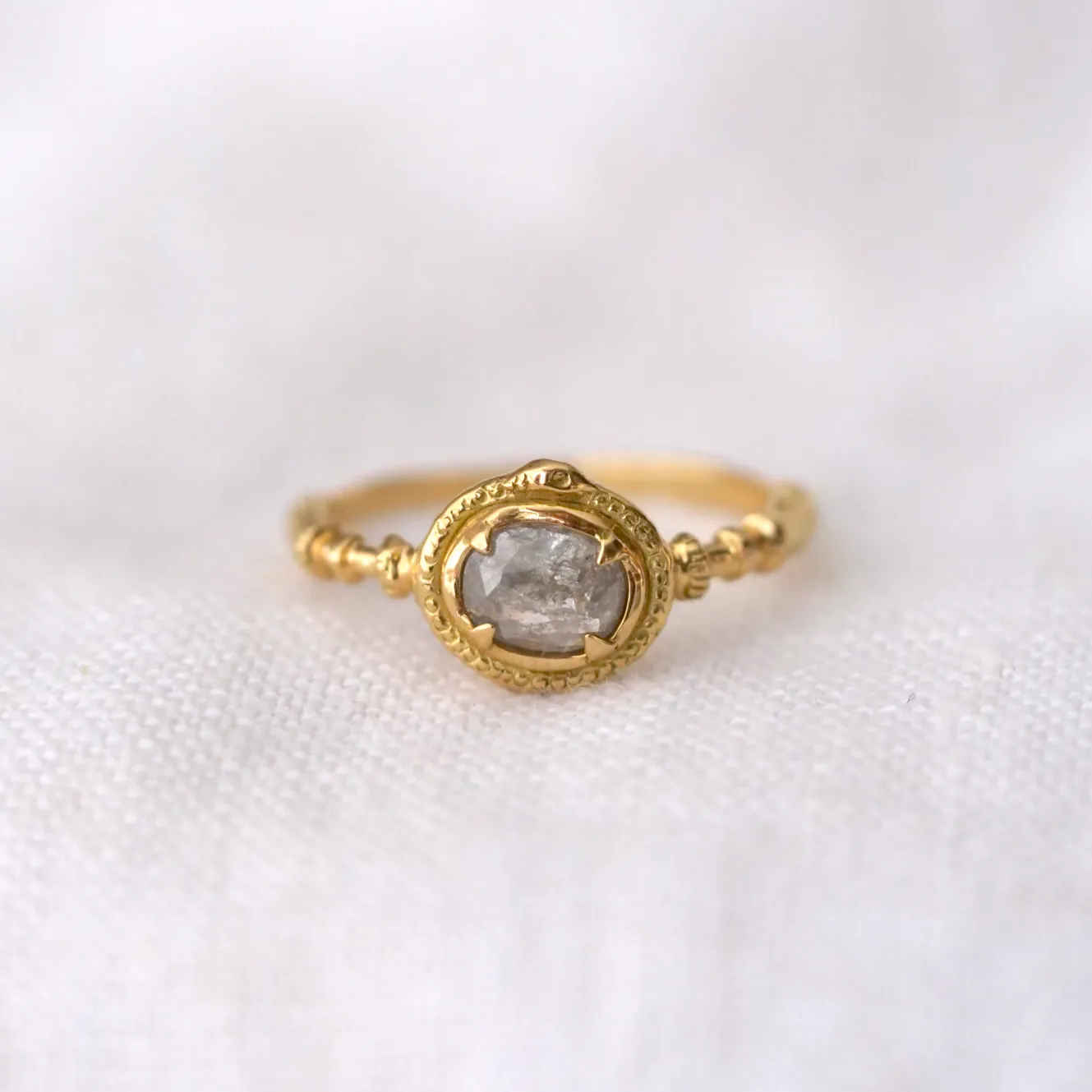 Oval Ouroboros Solitaire Ring