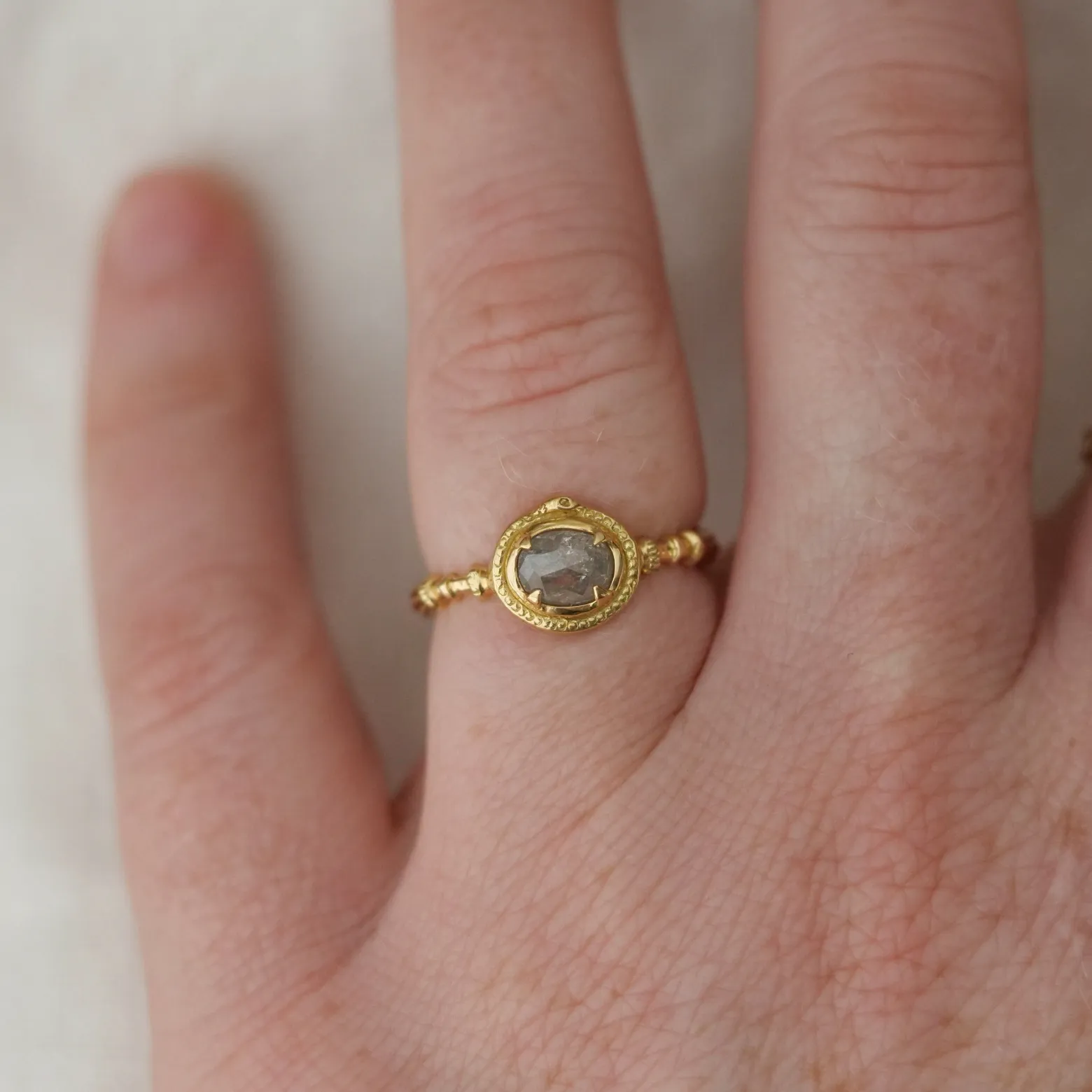 Oval Ouroboros Solitaire Ring