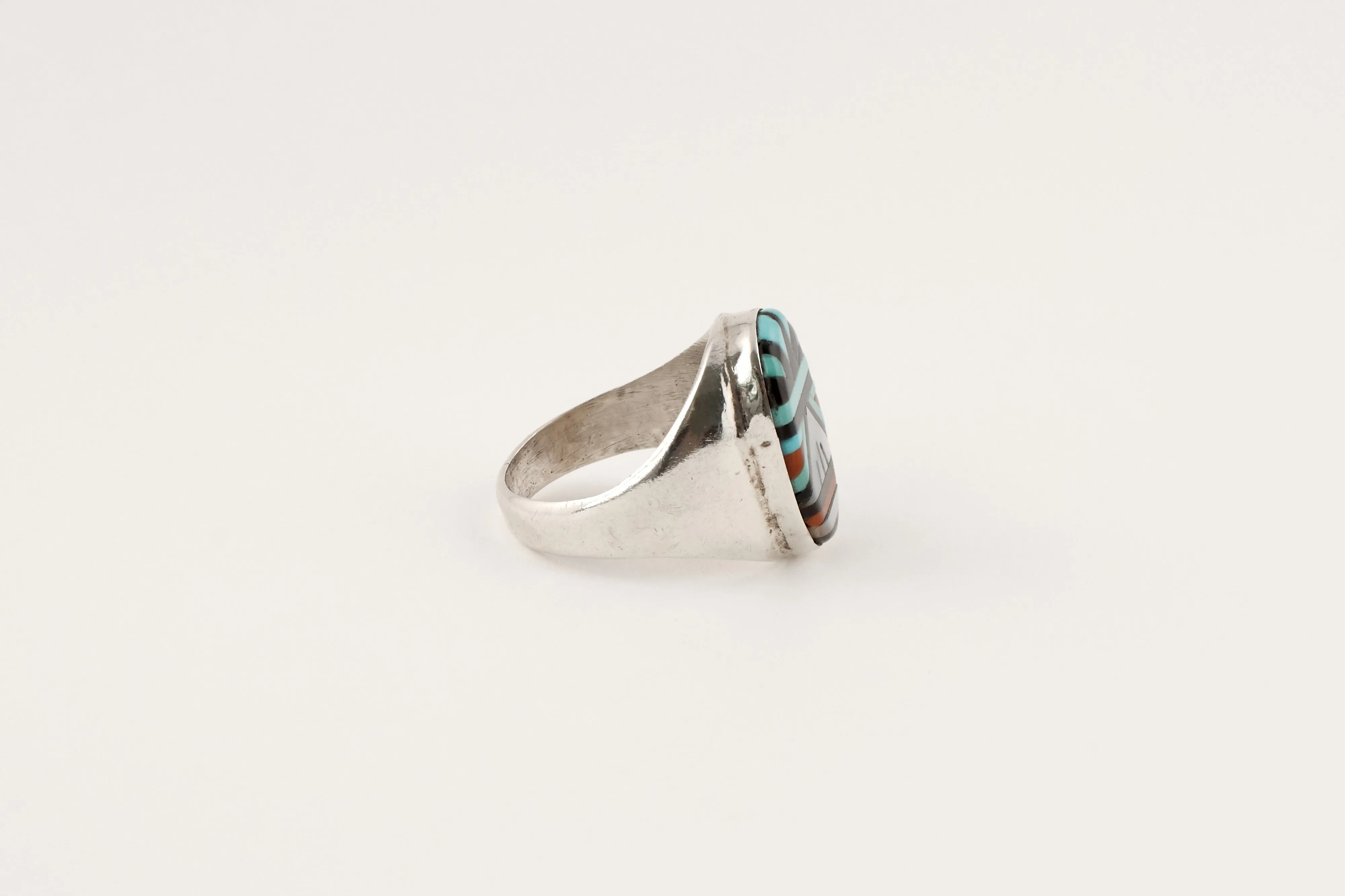 Oval Zuni Multi Stone Inlay Ring