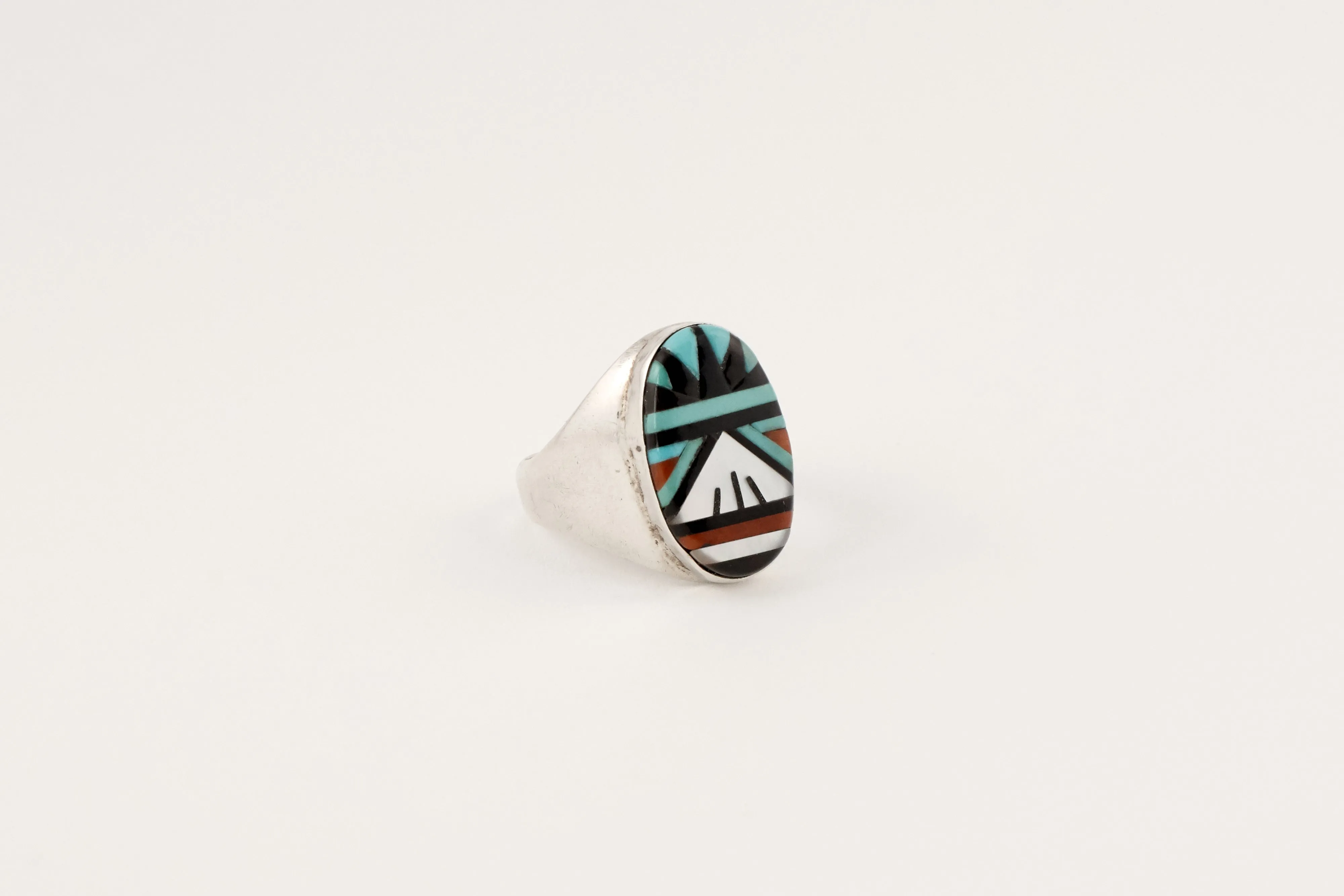 Oval Zuni Multi Stone Inlay Ring
