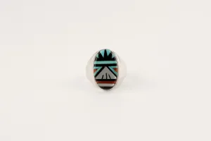 Oval Zuni Multi Stone Inlay Ring