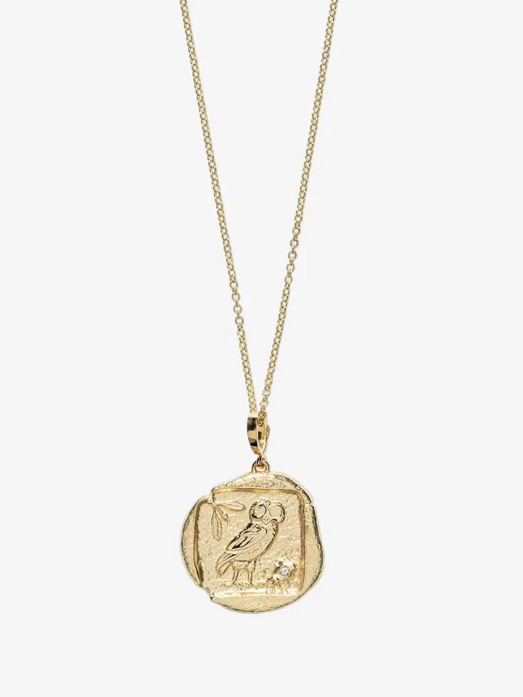 Owl of Athena Small Diamond Coin Charm