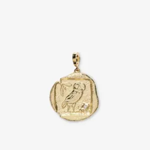 Owl of Athena Small Diamond Coin Charm