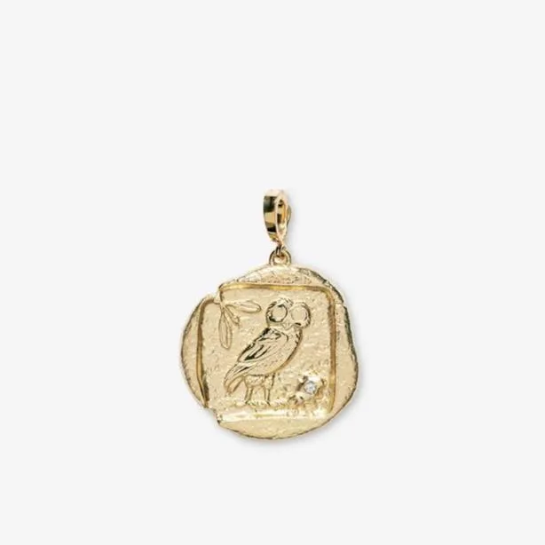 Owl of Athena Small Diamond Coin Charm