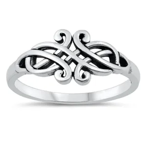 Oxidized Celtic Knot Infinity Eternal Ring .925 Sterling Silver Band Sizes 4-12