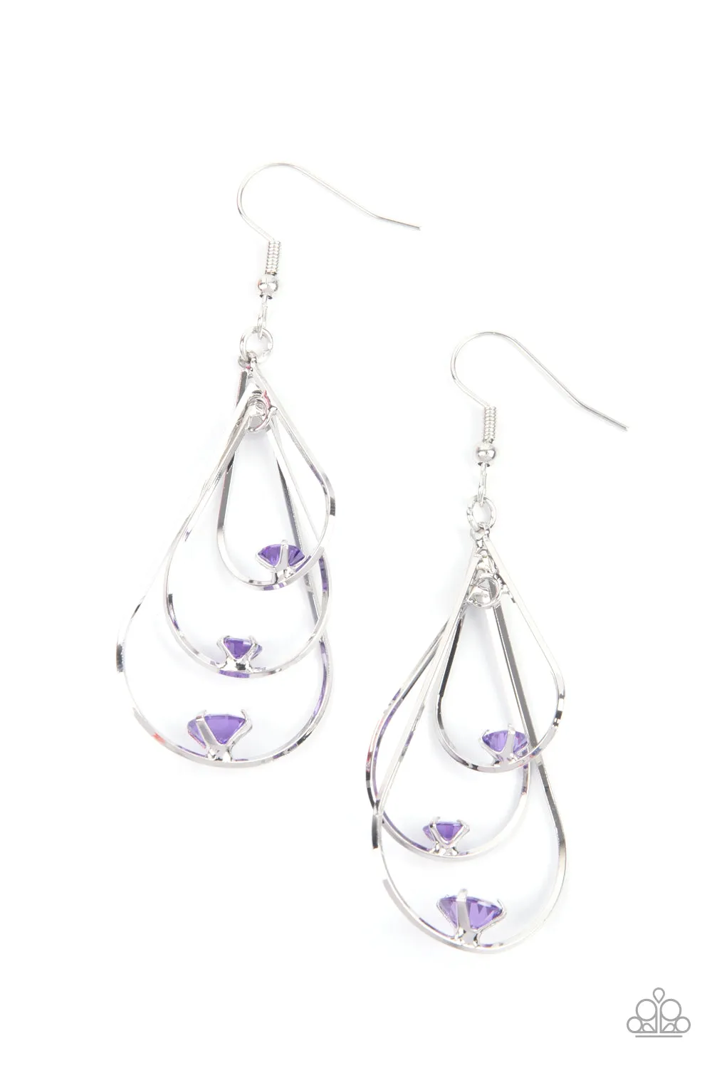 Paparazzi Drop Down Dazzle - Purple Earrings