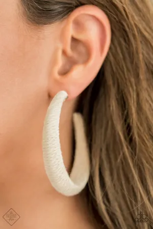 Paparazzi TWINE and Dine - White Hoop Earrings