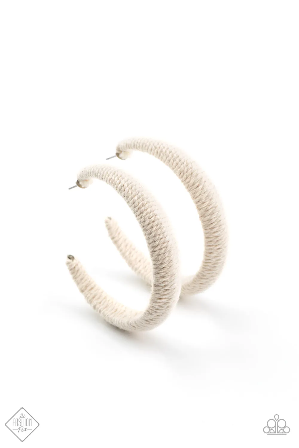 Paparazzi TWINE and Dine - White Hoop Earrings