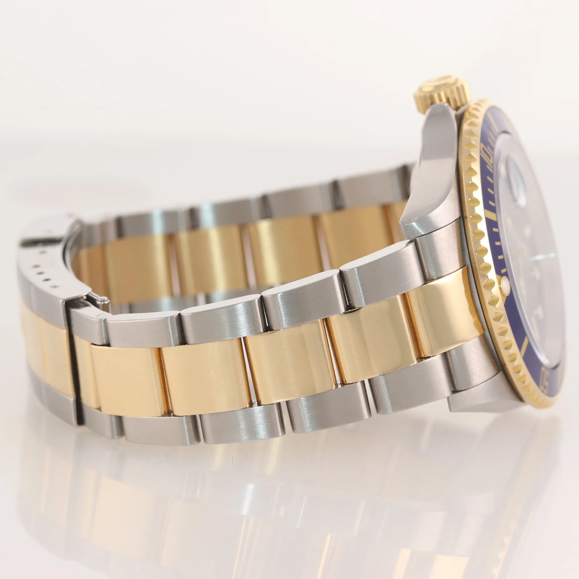 PAPERS 2009 UNPOLISHED Engraved Rehaut Rolex Submariner 16613 Gold TT Blue Watch