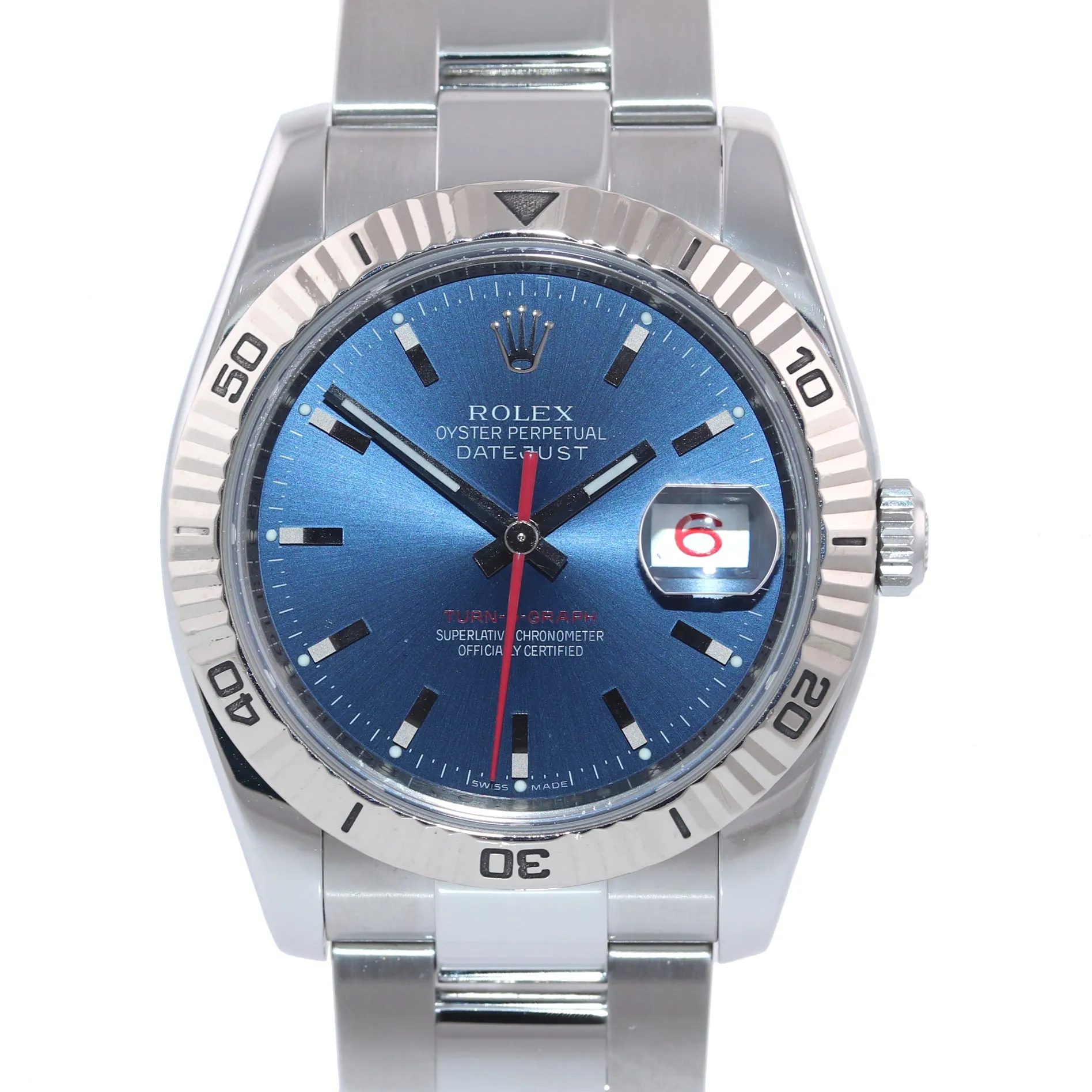 PAPERS Rolex DateJust 116264 Turn-O-Graph Thunderbird Steel Blue gold Watch