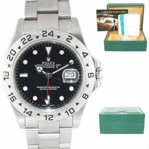 PAPERS Rolex Explorer 2 16570 Stainless Steel Black Dial Date GMT 40mm Watch Box