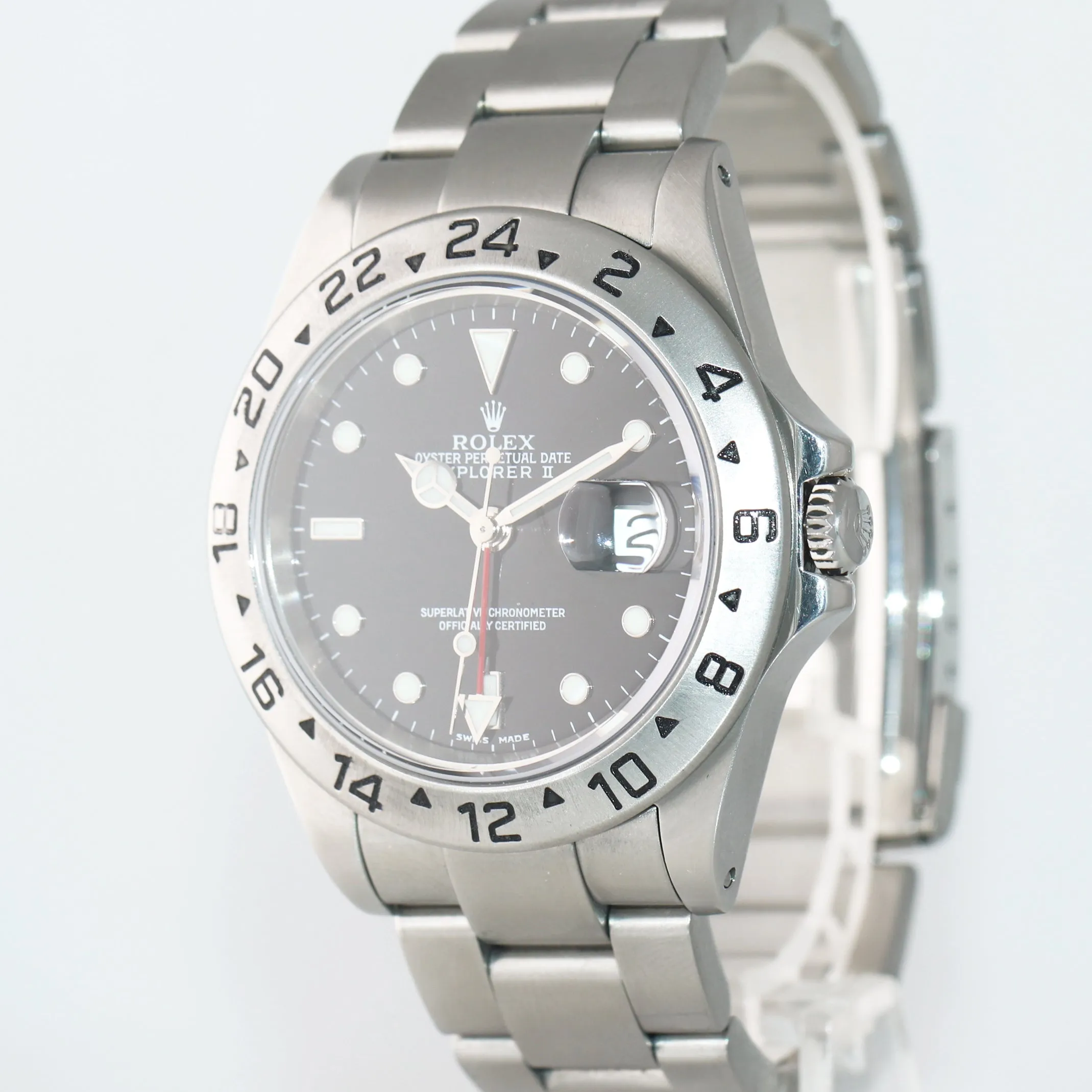 PAPERS Rolex Explorer 2 16570 Stainless Steel Black Dial Date GMT 40mm Watch Box