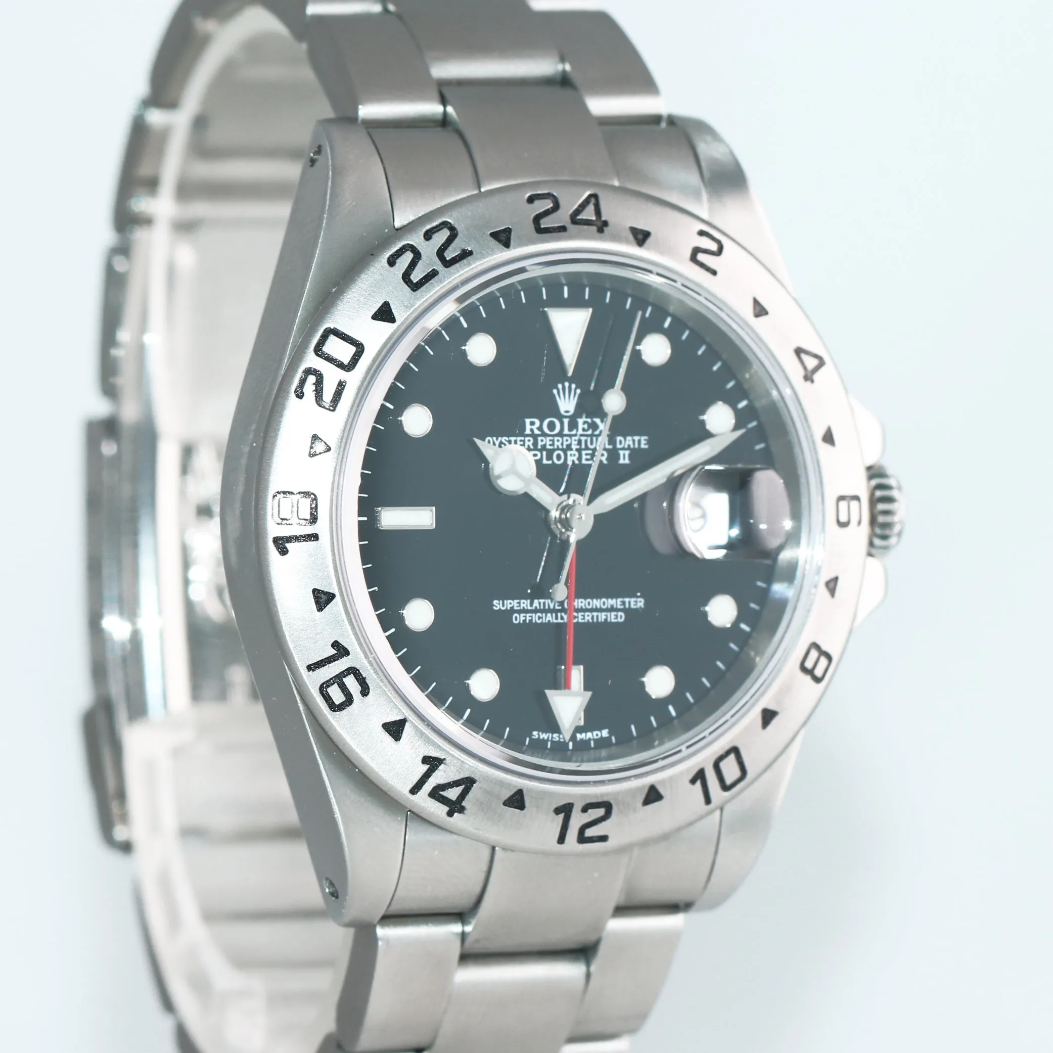 PAPERS Rolex Explorer 2 16570 Stainless Steel Black Dial Date GMT 40mm Watch Box