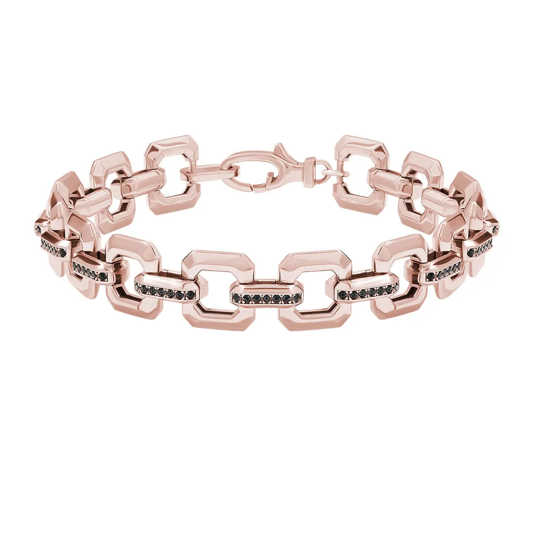 Pave Square Link Chain Bracelet in Gold