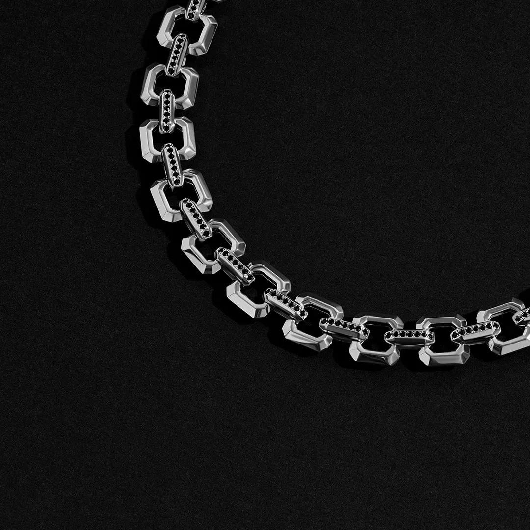 Pave Square Link Chain Bracelet in Gold
