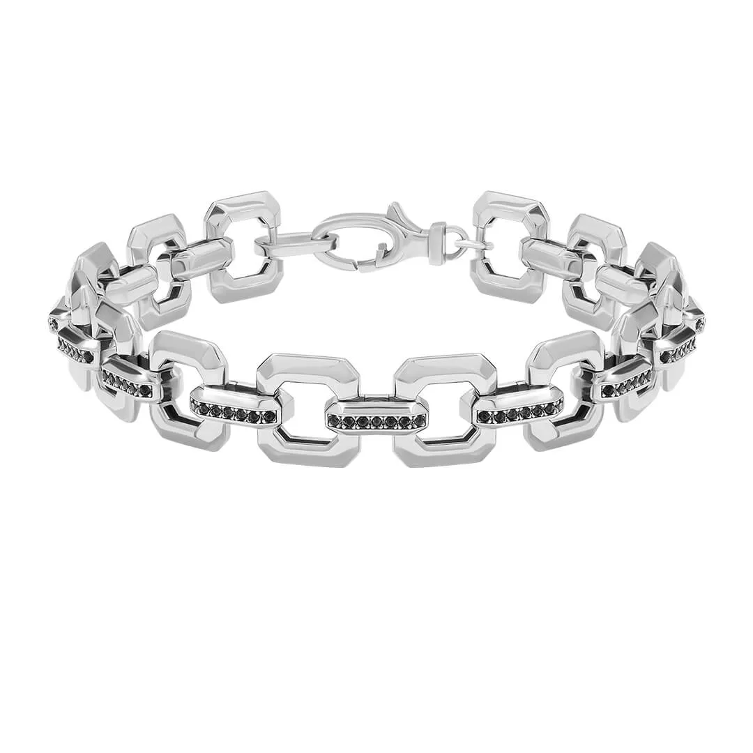 Pave Square Link Chain Bracelet in Gold