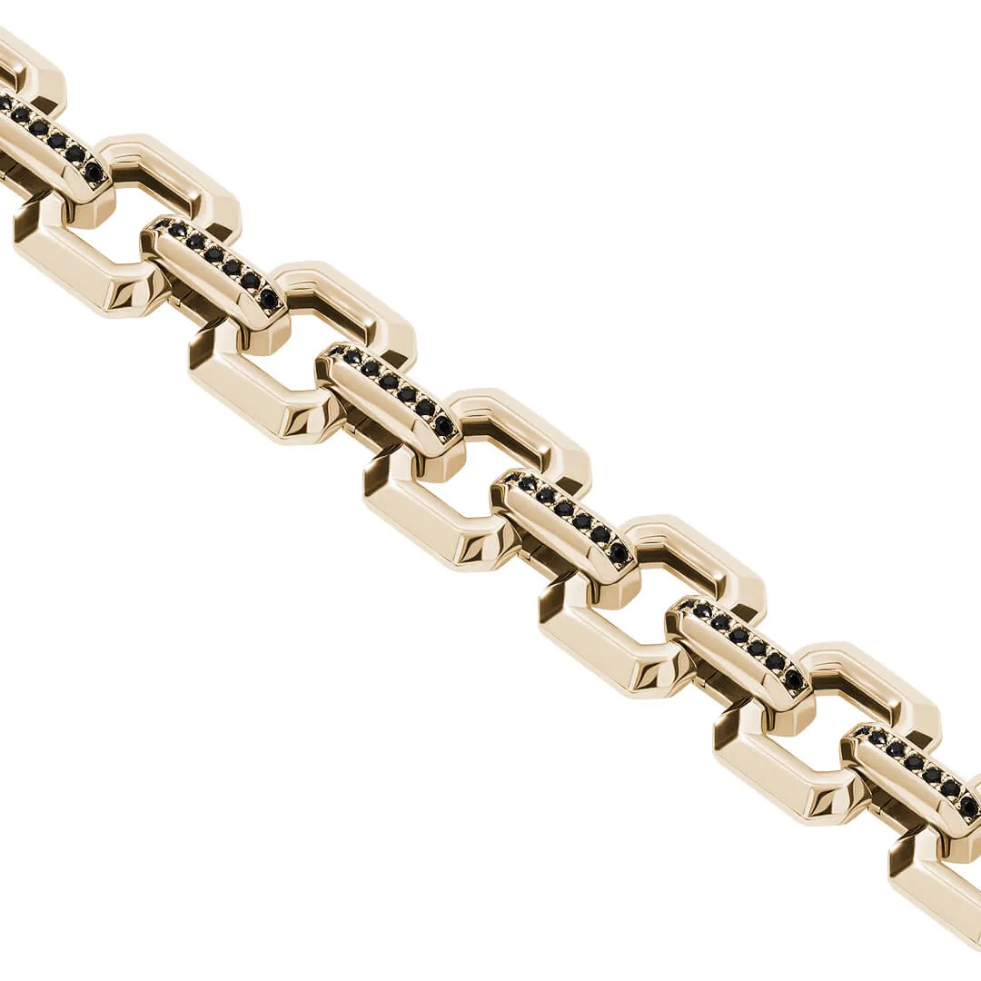 Pave Square Link Chain Bracelet in Gold