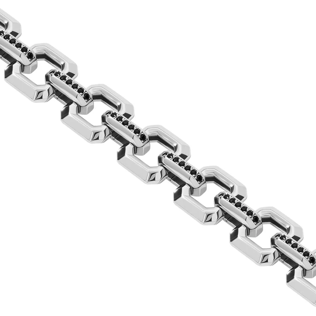 Pave Square Link Chain Bracelet in Gold