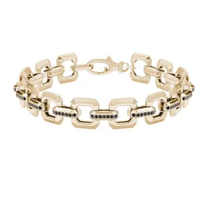 Pave Square Link Chain Bracelet in Gold