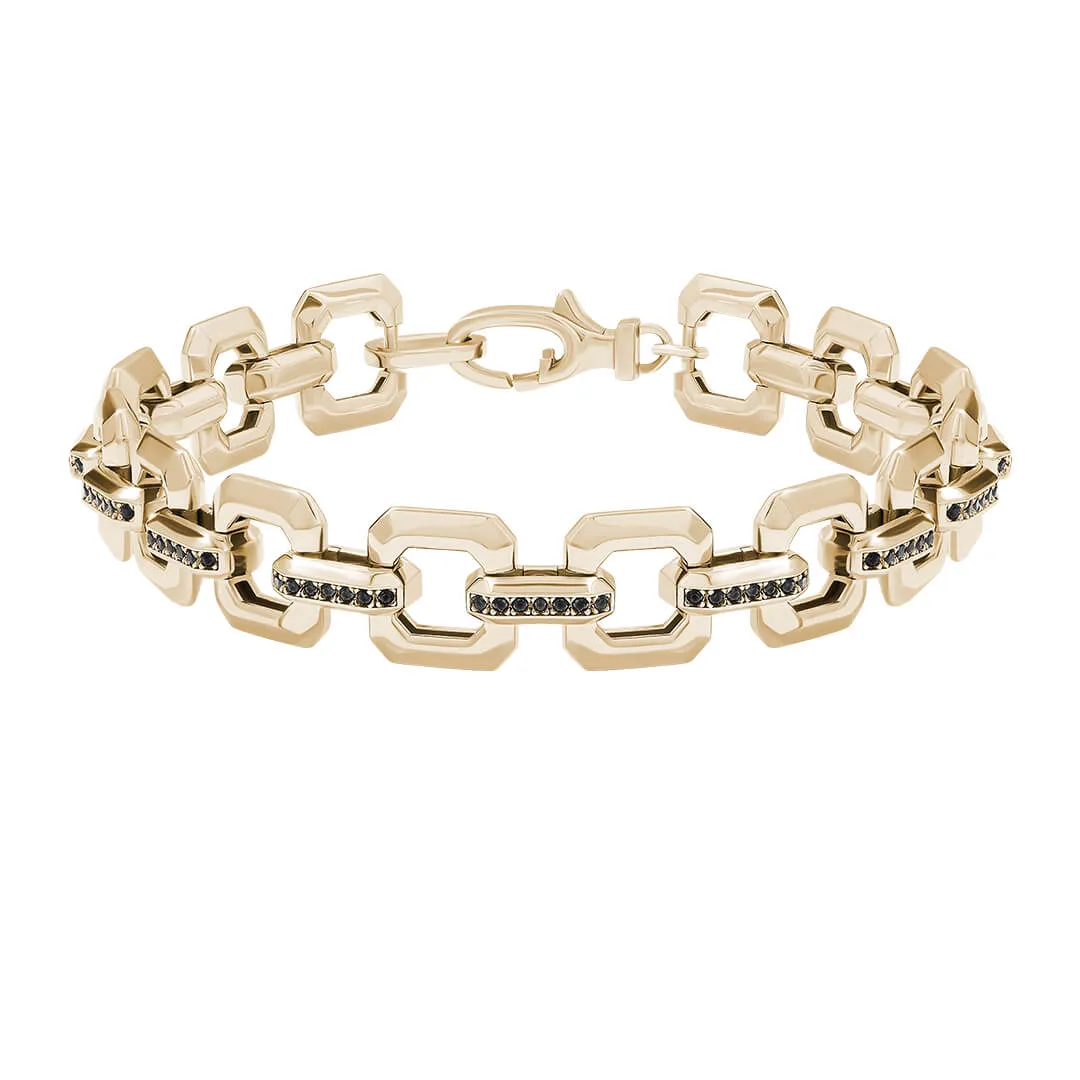 Pave Square Link Chain Bracelet in Gold