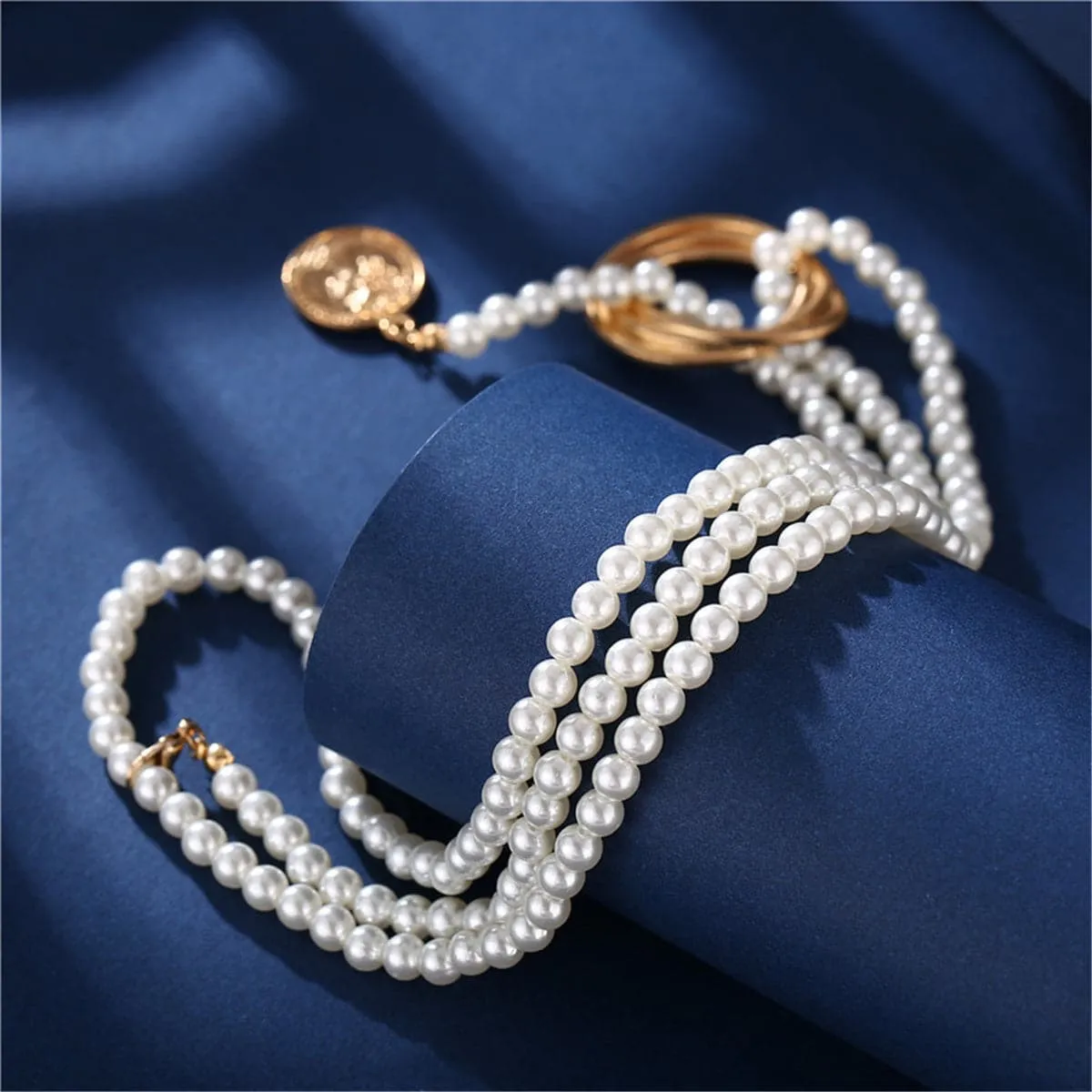 Pearl & 18K Gold-Plated Coin Lariat Necklace