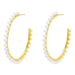 Pearl Studded Hoop Earring