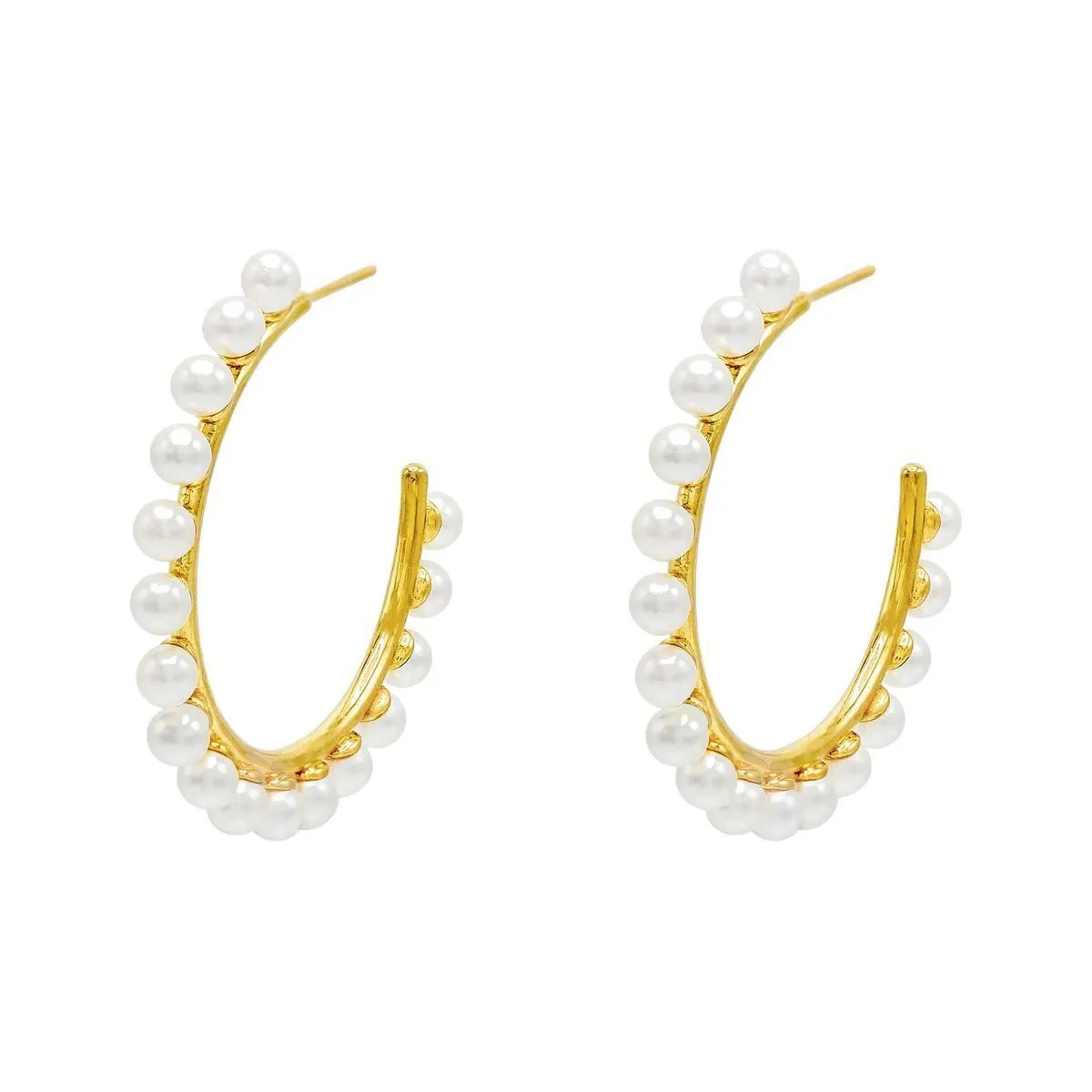 Pearl Studded Hoop Earring