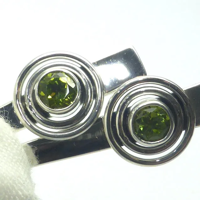 Peridot Earrings, Geometric Dangle, 925 Silver kt