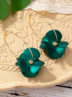 Petal Hoop Earrings in Emerald Green