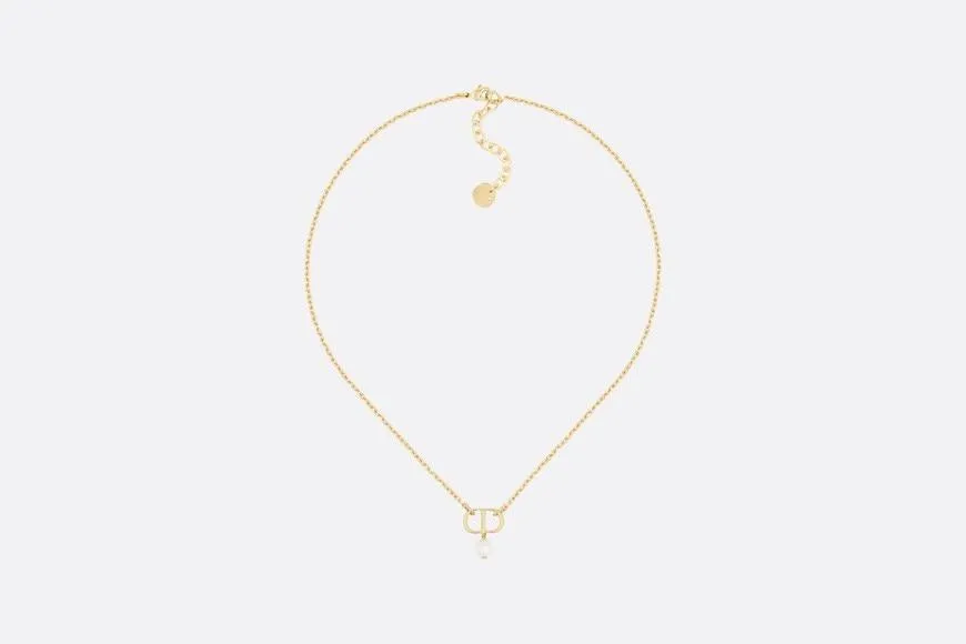 Petit CD Necklace • Gold-Finish Metal with a White Resin Pearl