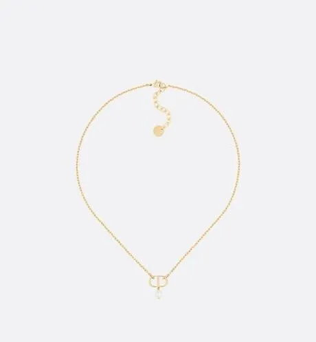 Petit CD Necklace • Gold-Finish Metal with a White Resin Pearl