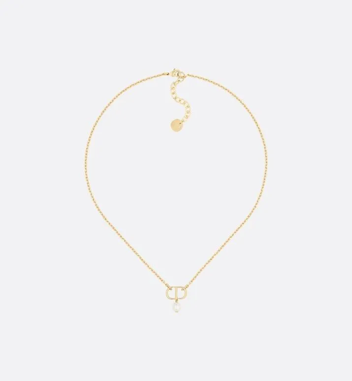 Petit CD Necklace • Gold-Finish Metal with a White Resin Pearl