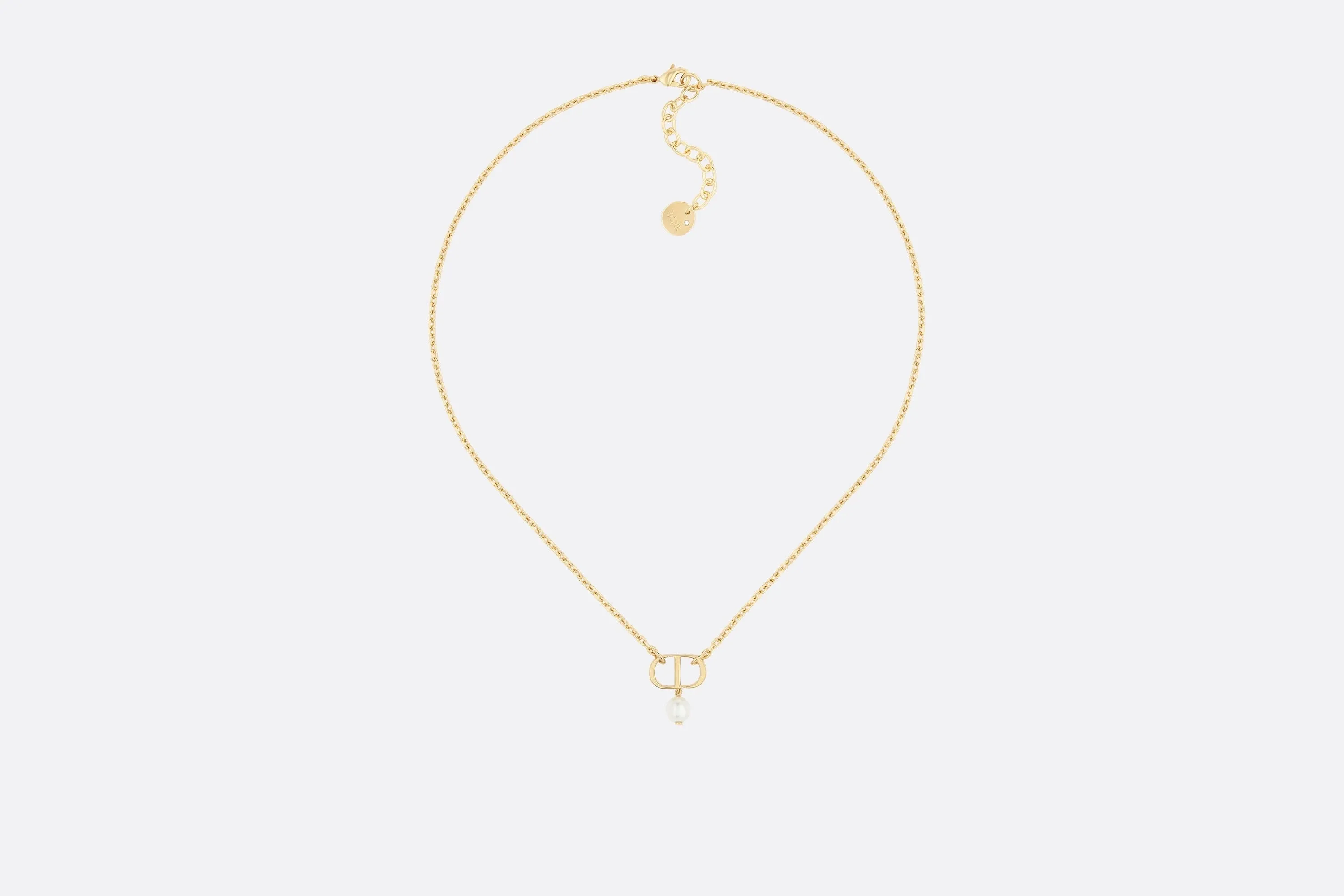 Petit CD Necklace • Gold-Finish Metal with a White Resin Pearl