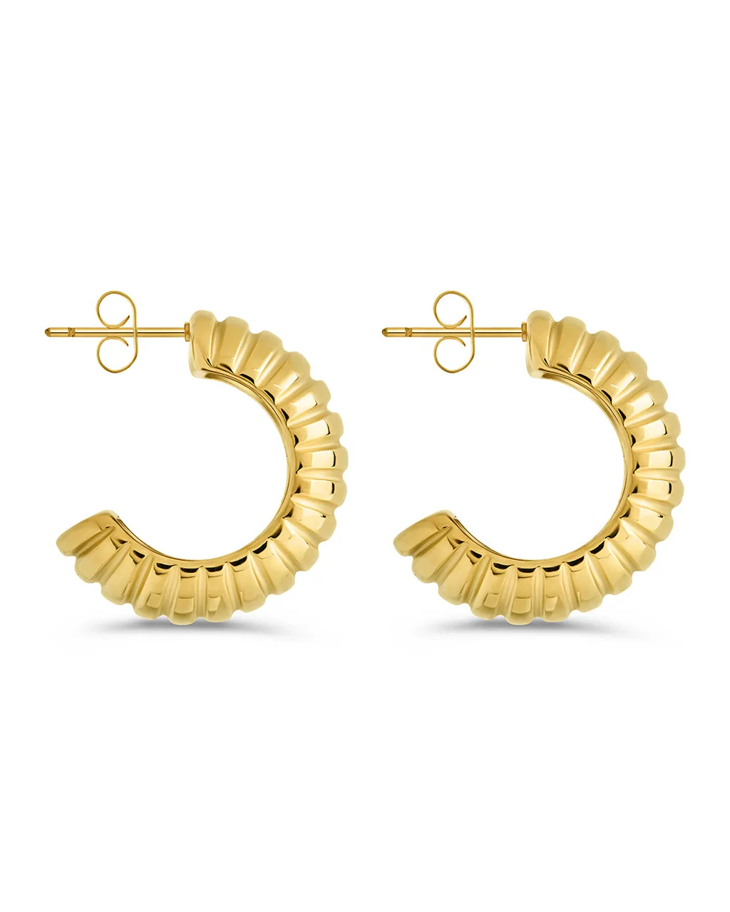 Philippa Ribbed Huggie Hoop Earrings