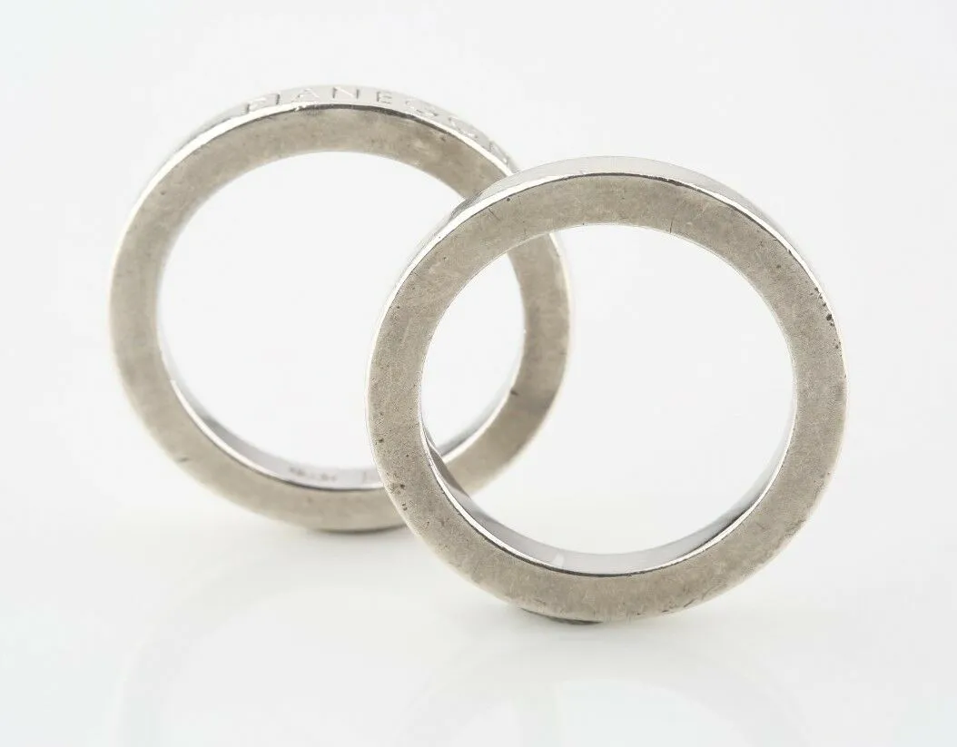 Pianegonda Pair of Men's Sterling Silver Logo Rings Size 9.25 Vicenza Italy