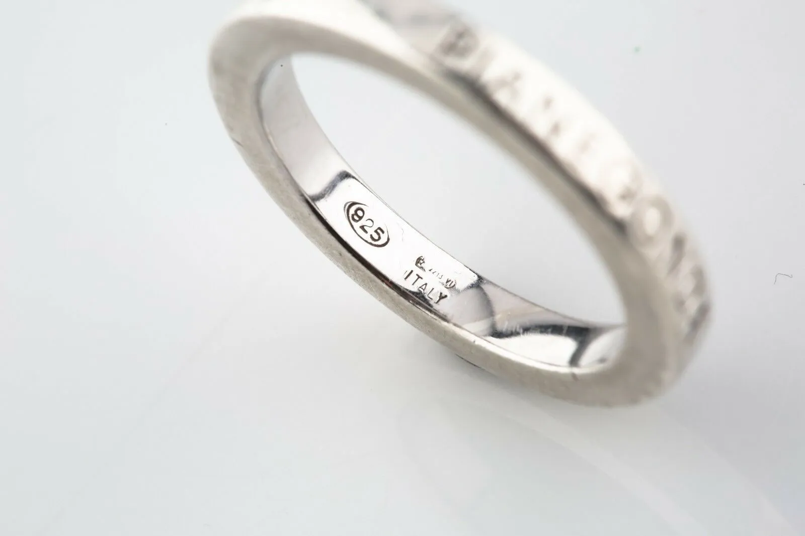 Pianegonda Pair of Men's Sterling Silver Logo Rings Size 9.25 Vicenza Italy