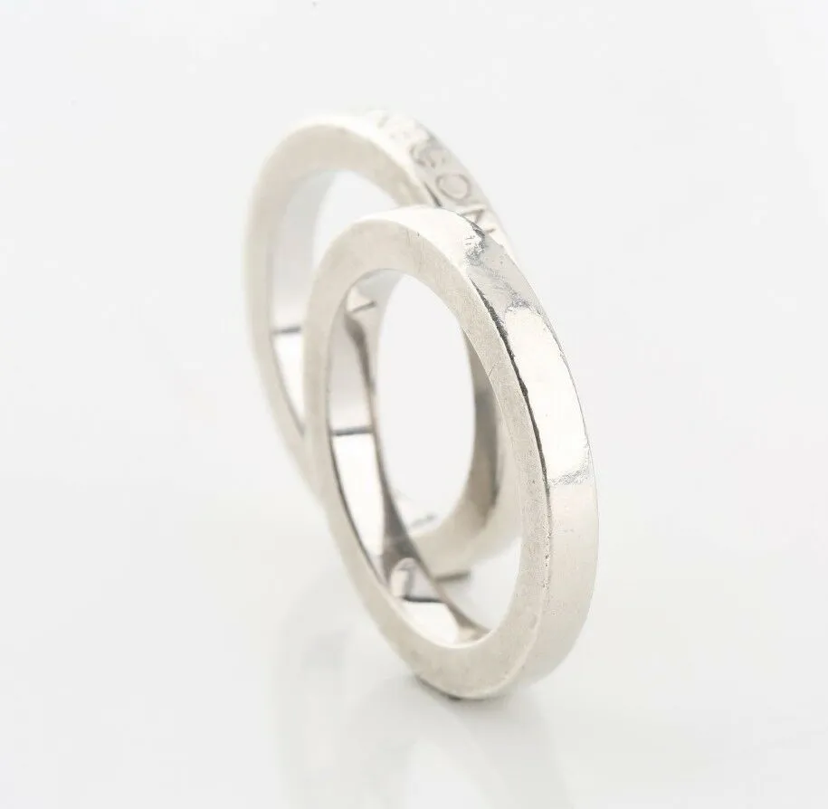 Pianegonda Pair of Men's Sterling Silver Logo Rings Size 9.25 Vicenza Italy