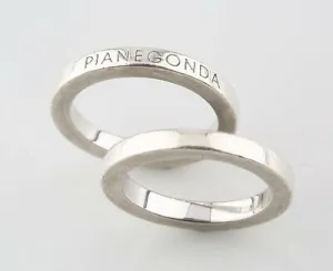 Pianegonda Pair of Men's Sterling Silver Logo Rings Size 9.25 Vicenza Italy
