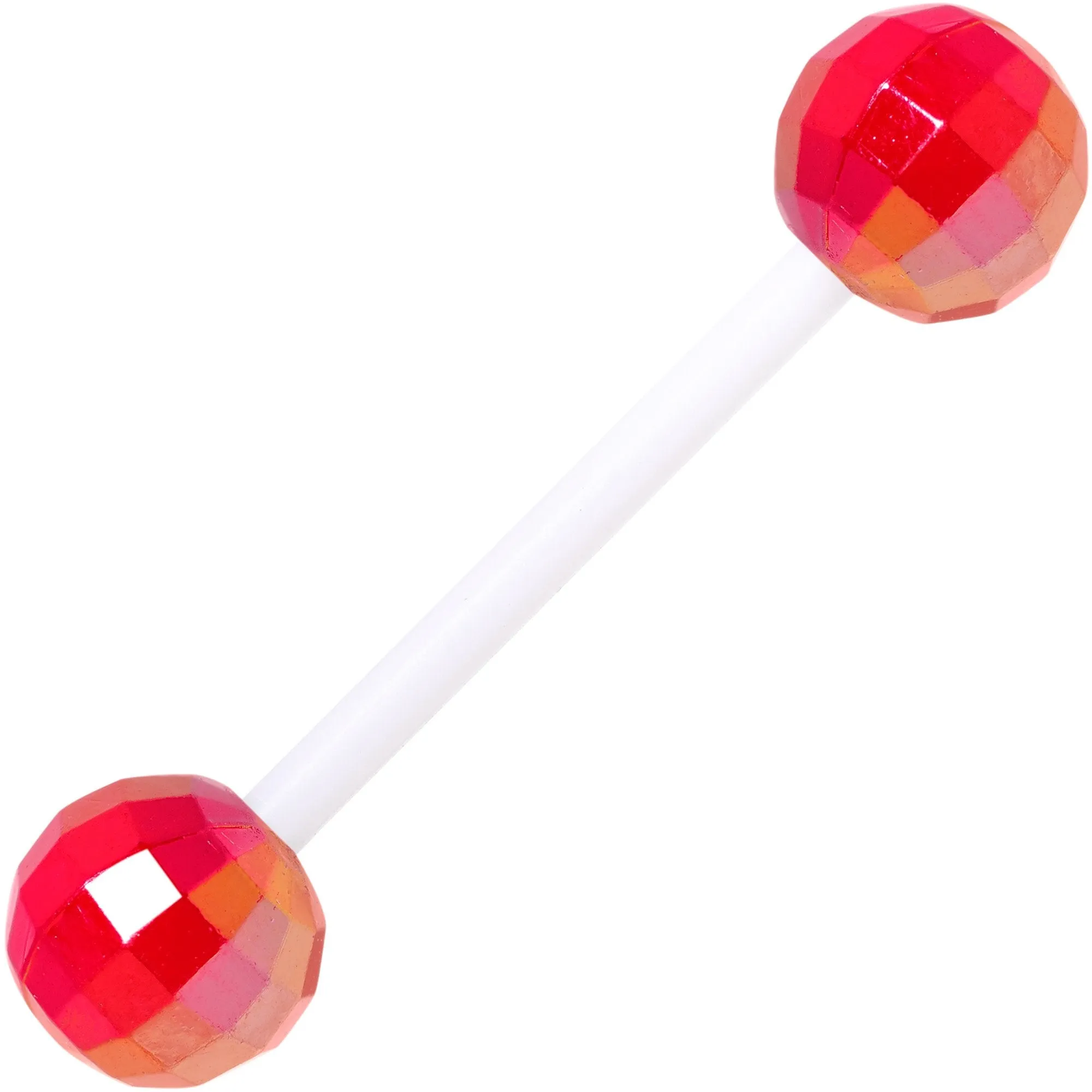 Pink Red Disco Ball Bioplast Barbell Tongue Ring Set of 4