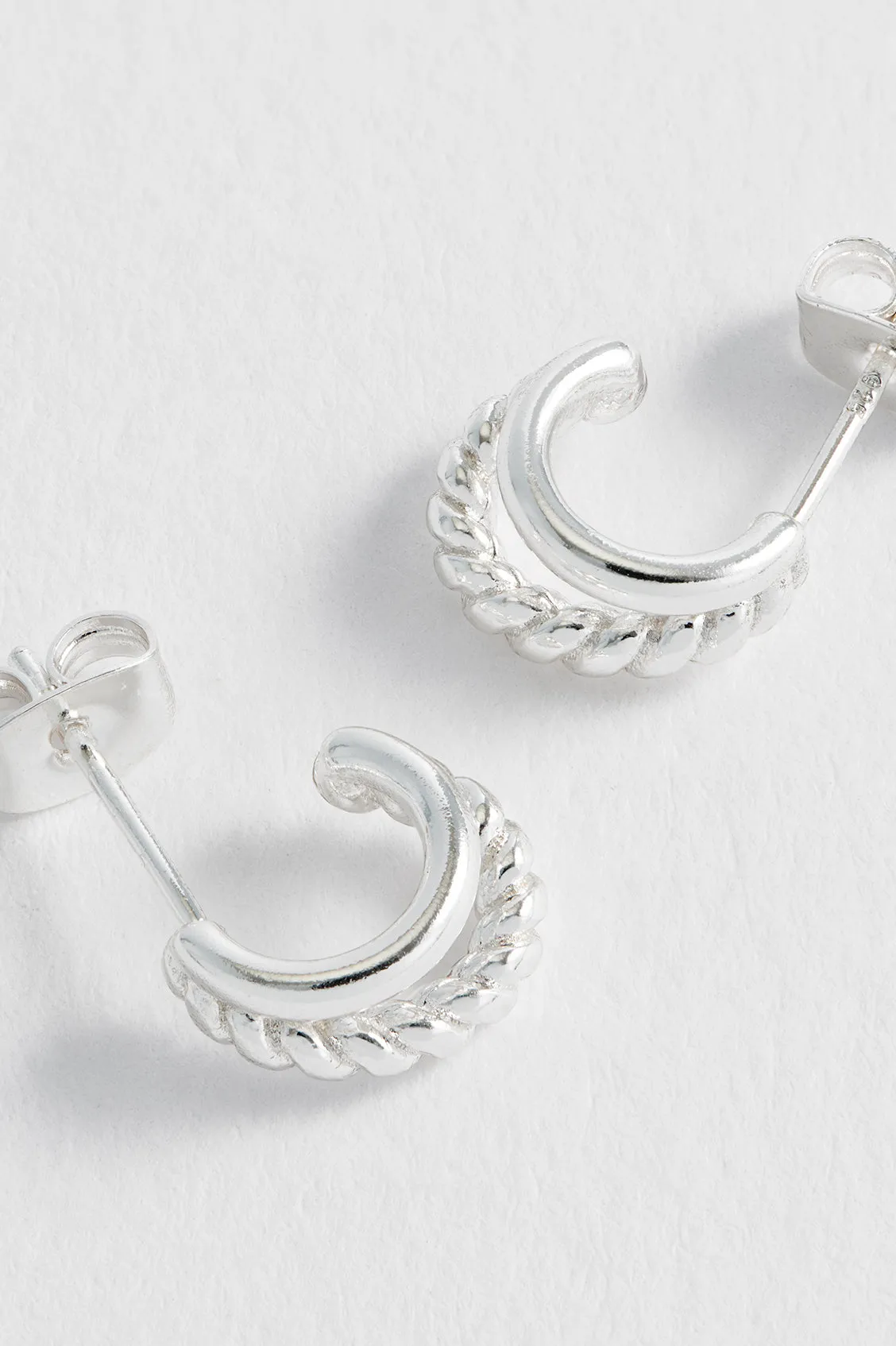Plain And Twist Double Hoop Earrings