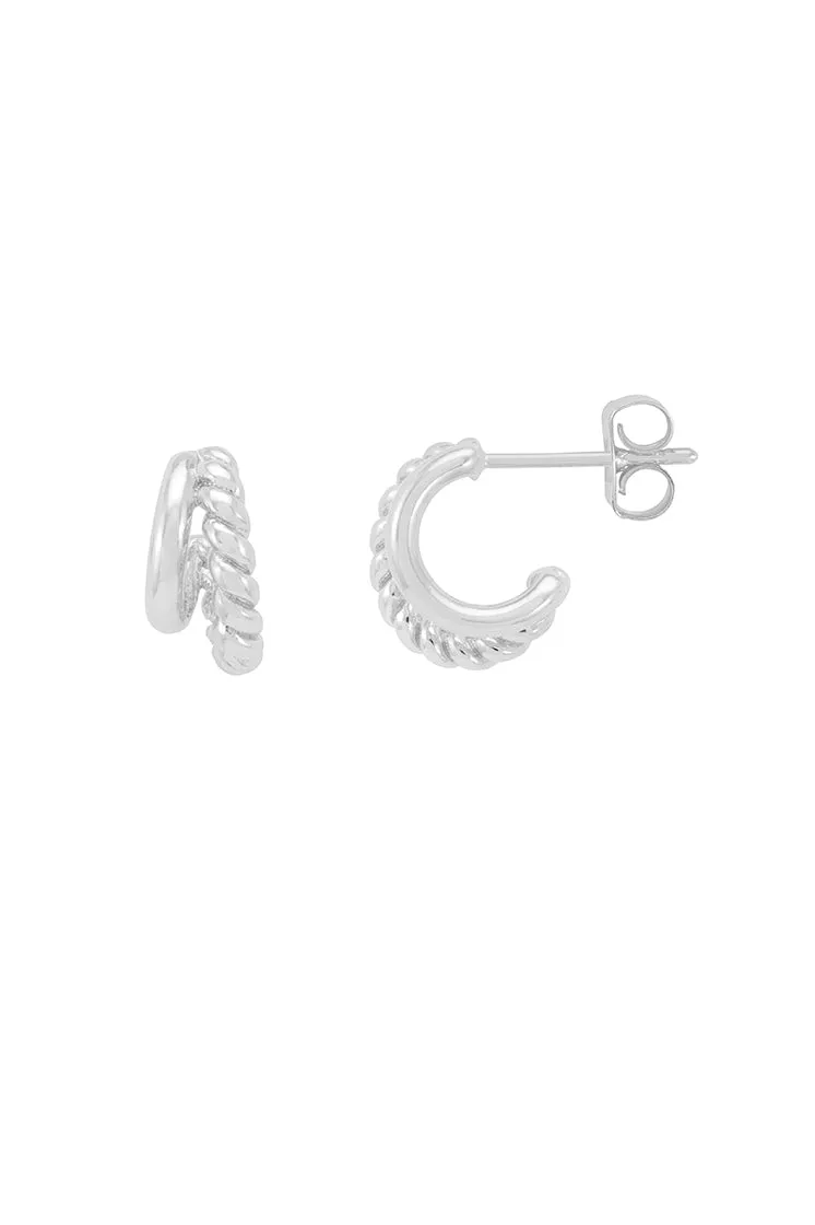 Plain And Twist Double Hoop Earrings