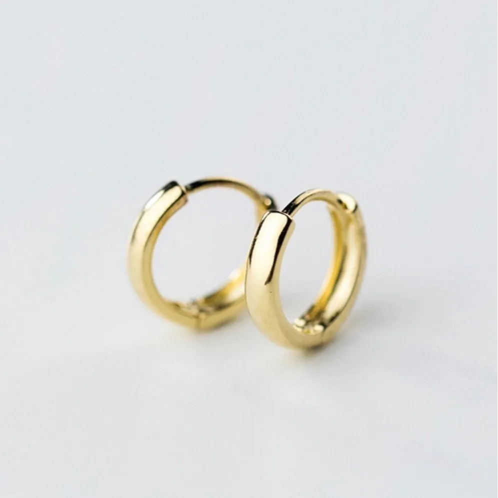 Plain Gold Huggies Earrings-SH013