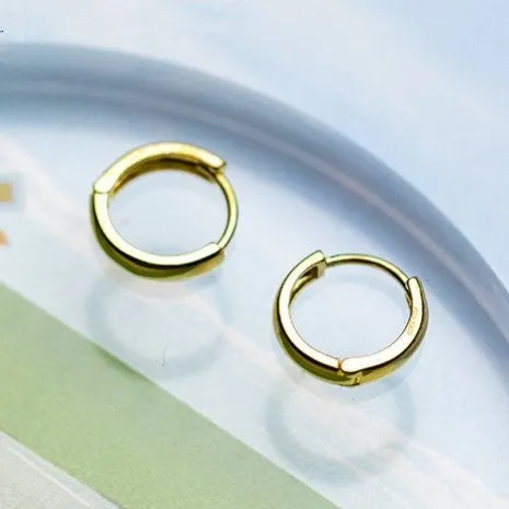 Plain Gold Huggies Earrings-SH013
